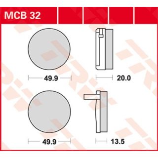 Bremsklötze TRW MCB032 oder SBS 502HF