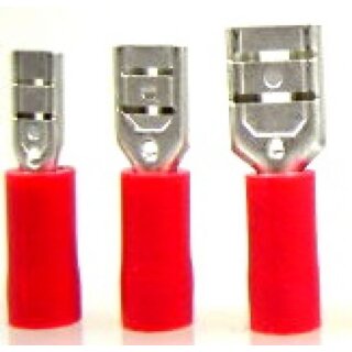 Flachsteckhülsen 0,5 bis 1,5 mm², rot teilisoliert; 4,75 mm breit