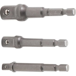 Adaptersatz für Bohrmaschinen, Sechskant-Antrieb 1/4", Abtrieb 1/4"+3/8"+1/2"