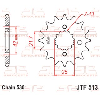 Ritzel YAM RD250/350, SR500; Teilung 530, 14 Zähne