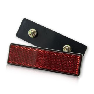 Reflektor/Rückstrahler rot, rechteckig 94x27,5mm, 2x Schraube M5