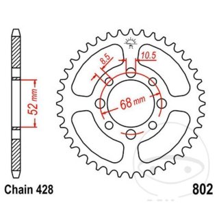 Kettenrad SUZ GT/TS/RM80, RV90/125, Teilung 428