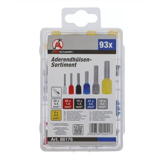 Aderendhülsen-Sortiment, isoliert, 93-tlg.