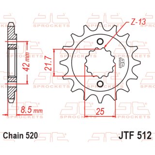 Ritzel KAW, SUZ; Teilung 520, 17 Zähne